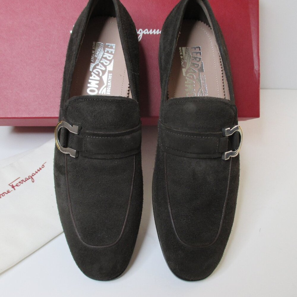 Ferragamo Tweed 2 Mens Brown Suede Shoes Size 7 D Made In Italy NWB